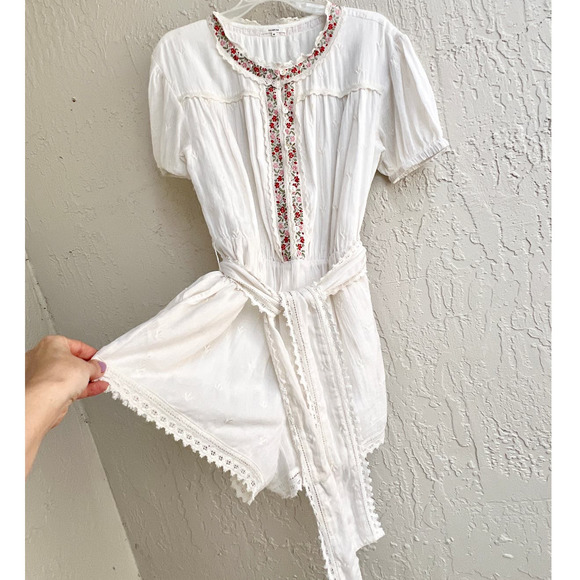 Tularosa Floral Embroidered Noah Combishort Romper White Women's Size Medium - Picture 3 of 11